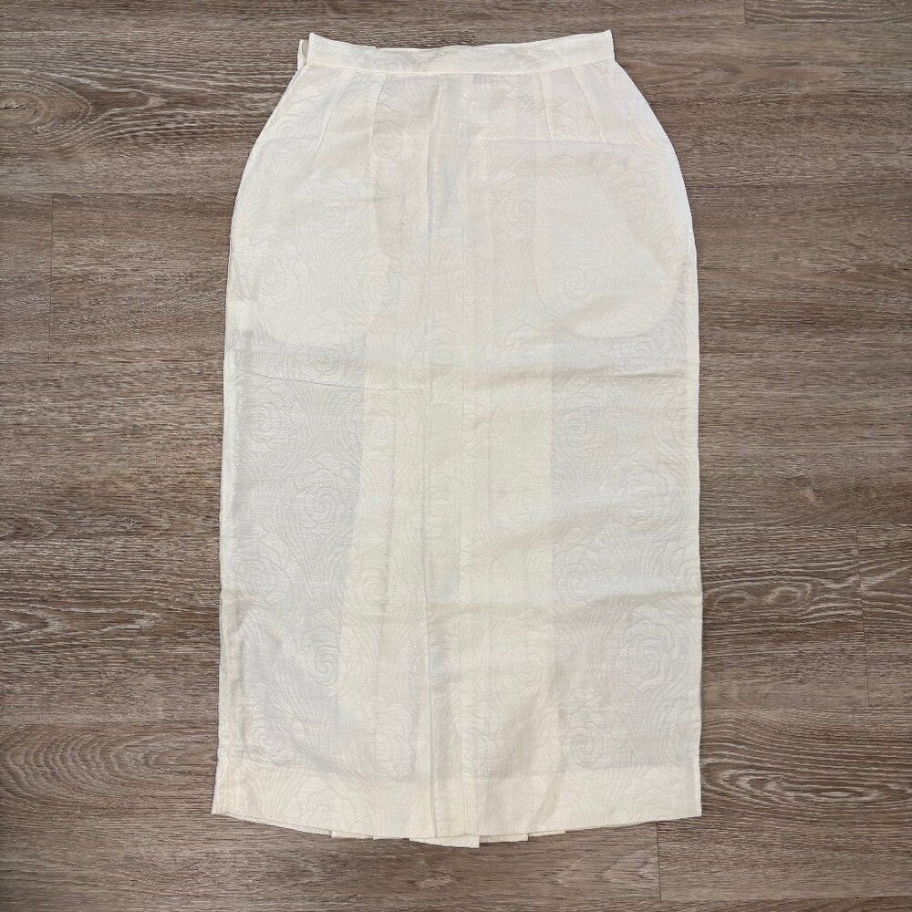 Perry Ellis Portfolio Linen White Pencil Skirt sz S Vintage